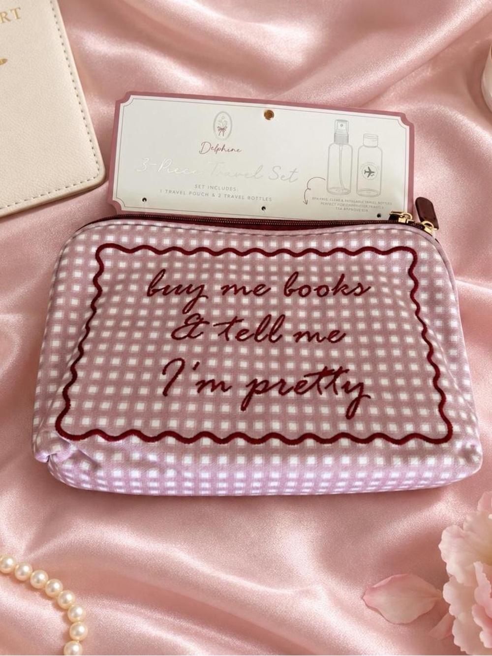 NWT Delphine Buy Me Books 3-Piece Travel Pouch Set